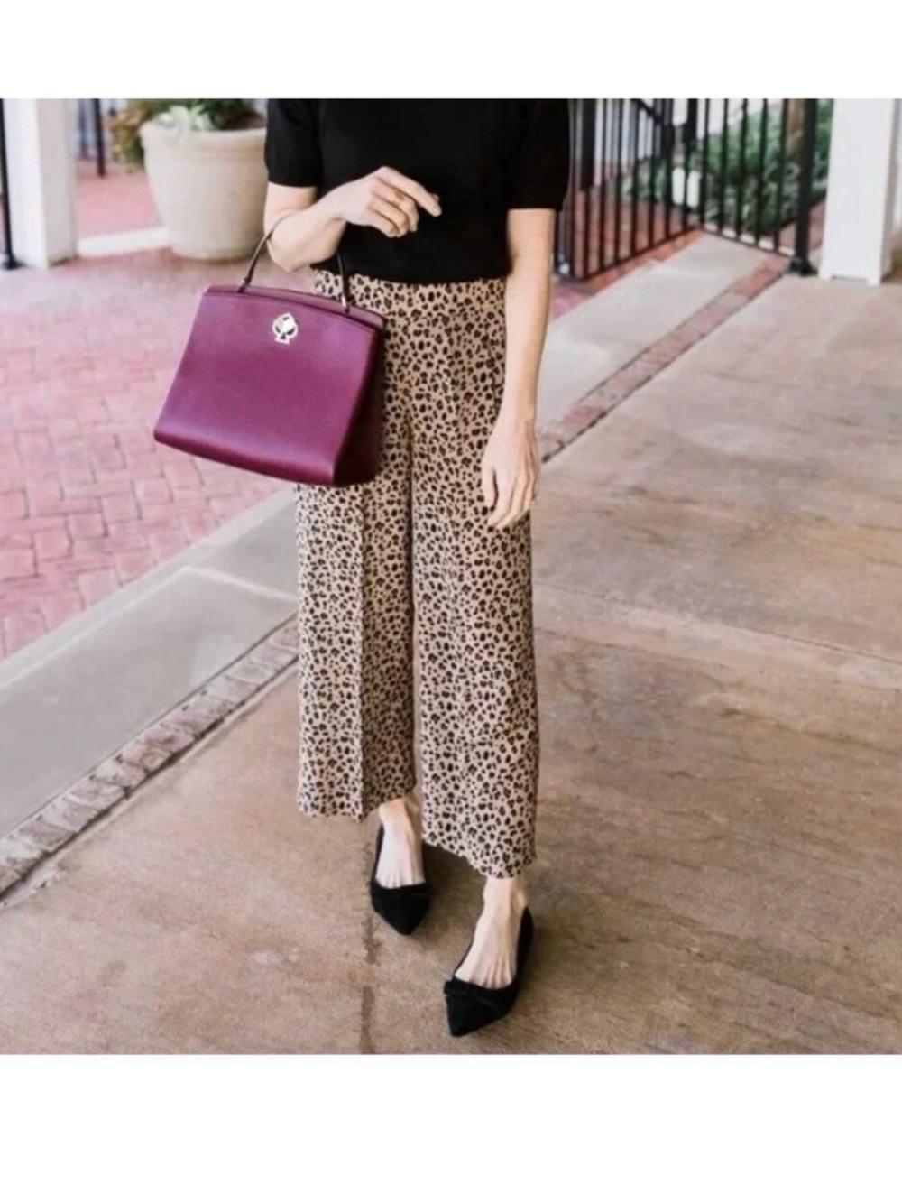 J. Crew Leopard Print Harvey Silk Pull On Wide Leg Cropped Pant Size 6
